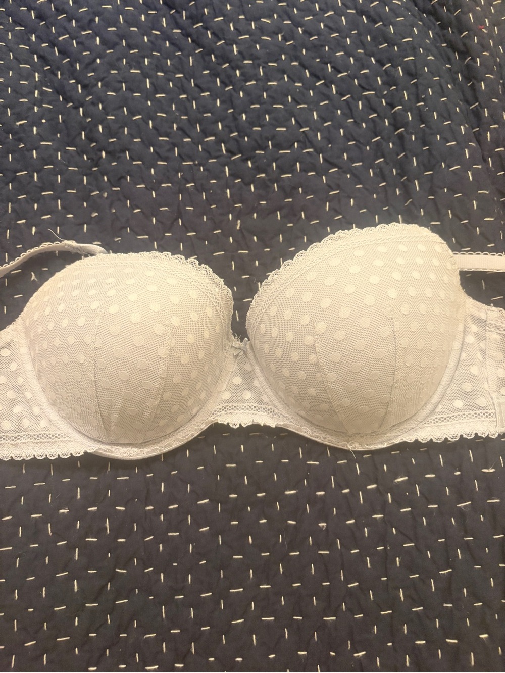 victoria’s secret baby blue polka dot balconette bra